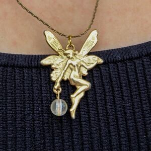 90s fairy pendant necklace w/ glass orb